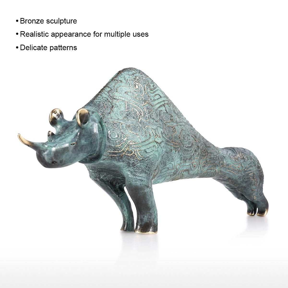 Bronze Sculpture with Rhinoceros Ornament and Decor for Home Decor and Christmas Decorations