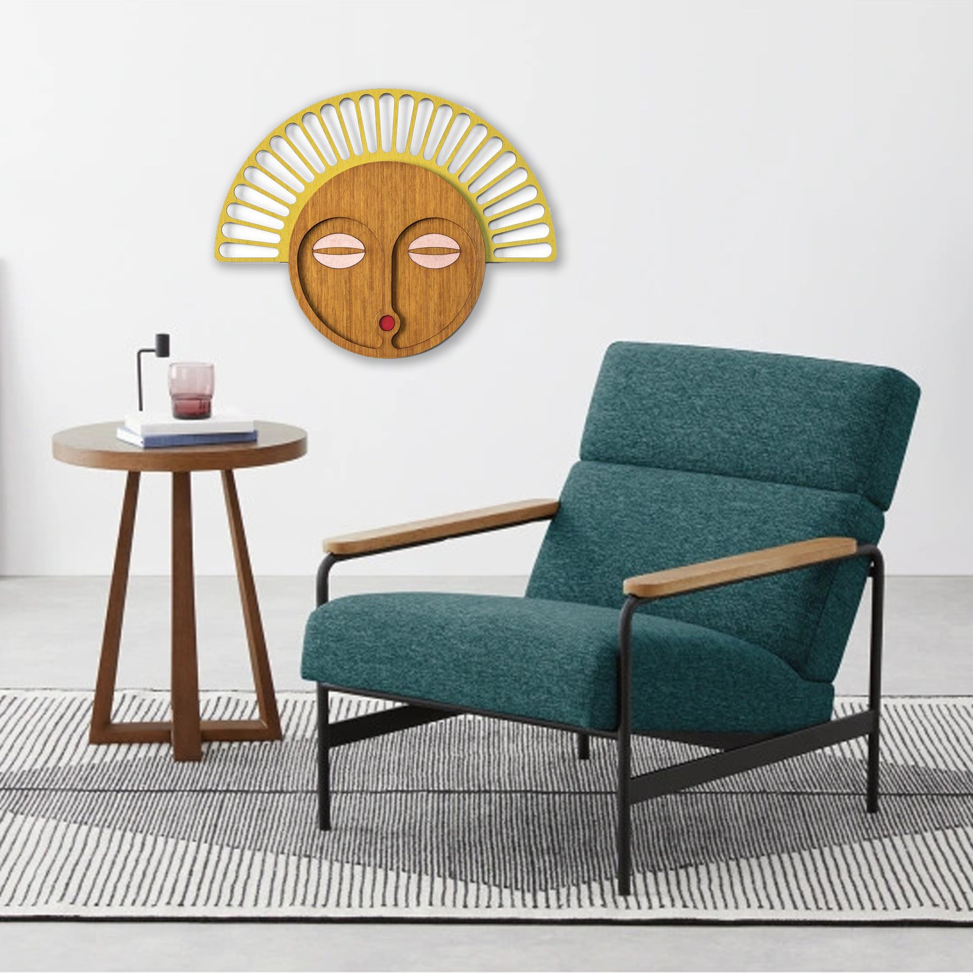 Carved Wood Wall Art with African Wall Mask