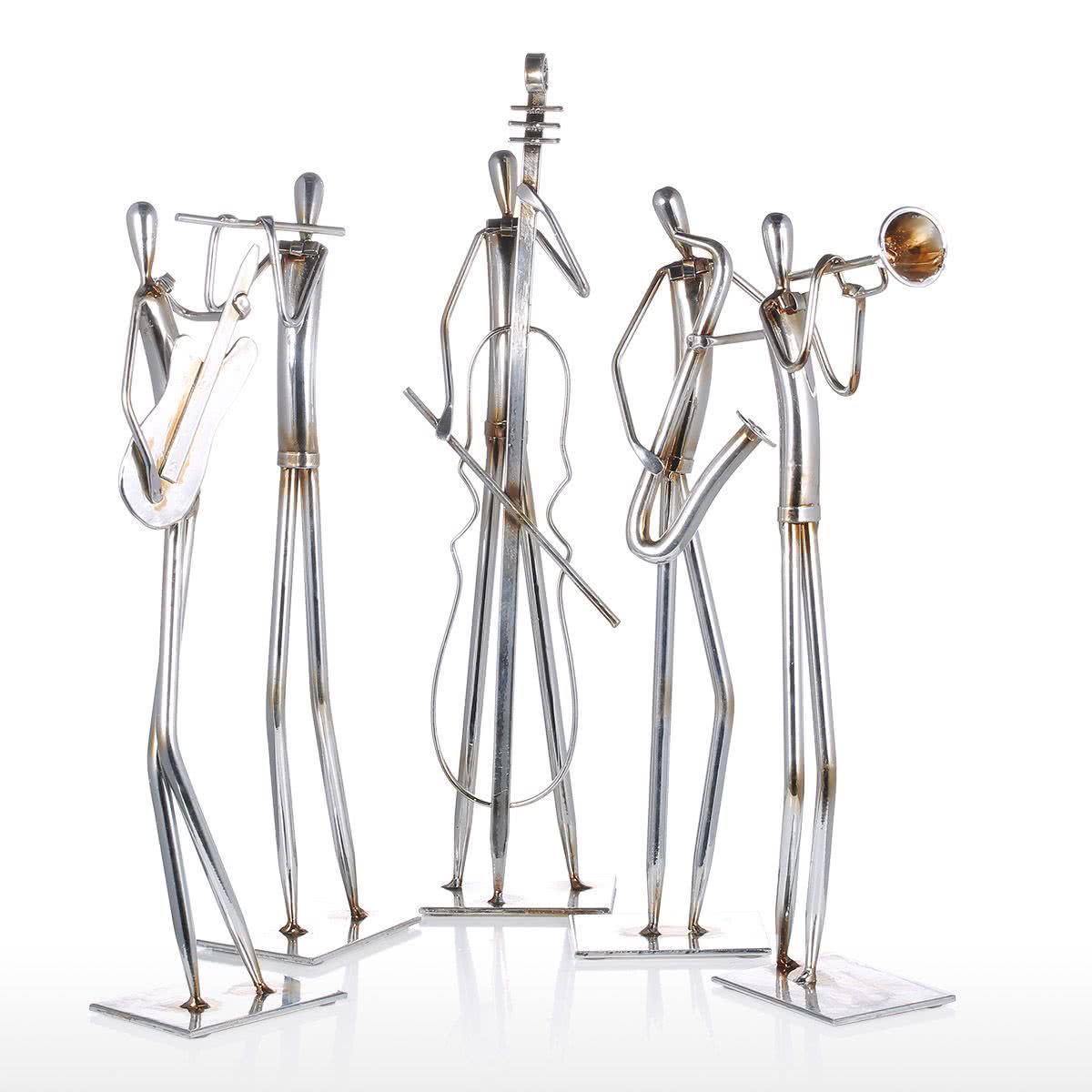 Cello, Guitar, Flute, Trumpet, Saxophone with Musician and Symphony Orchestra Metal Sculpture
