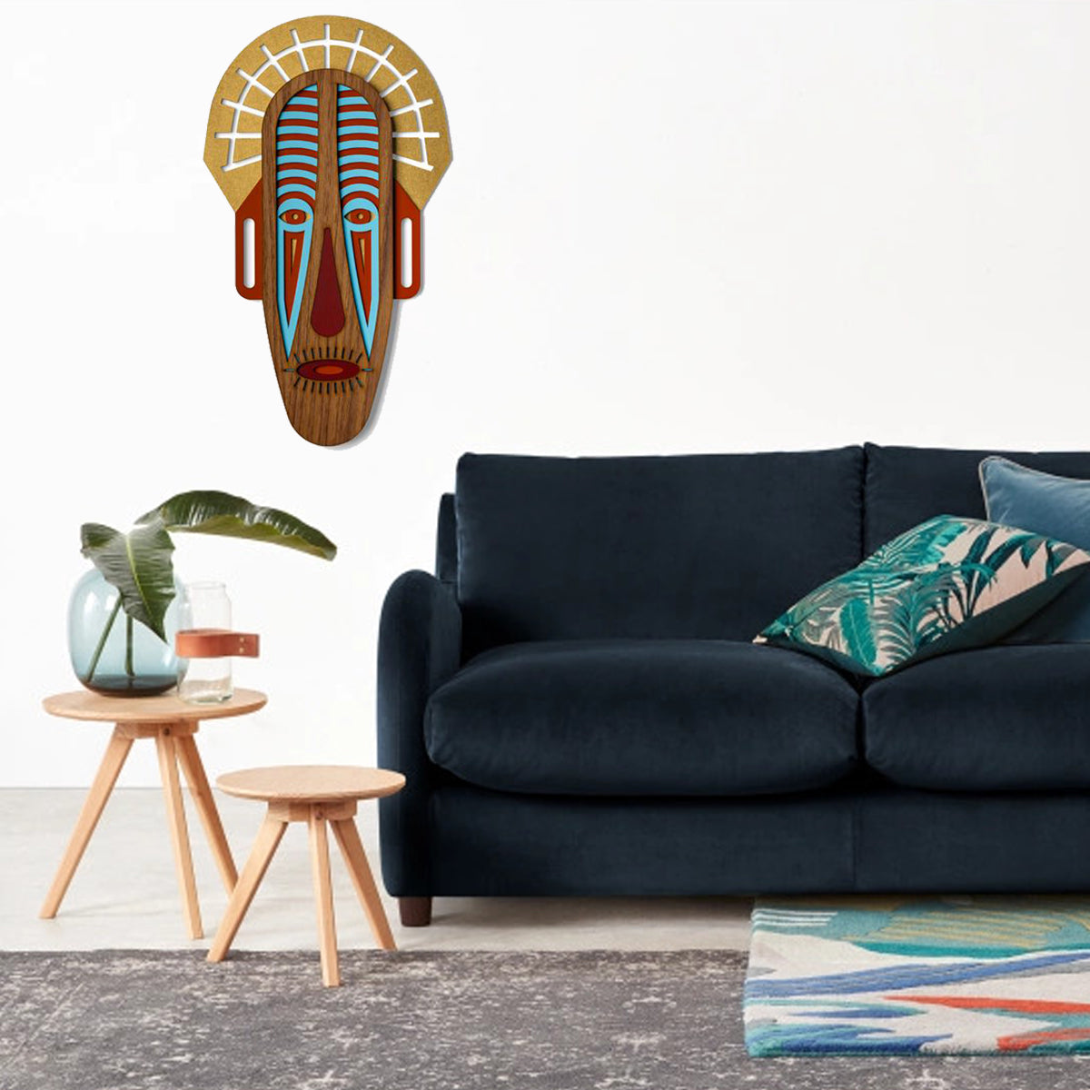 Colorful African Masks and Tribal Masks on the Wall Art by Wooden