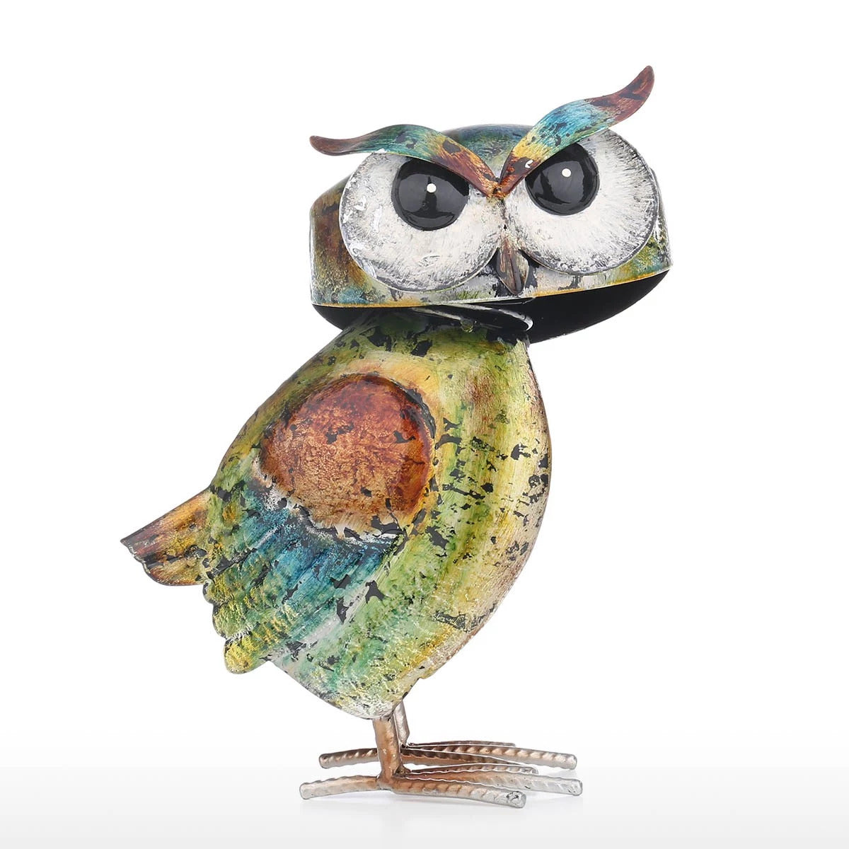 Colorful Metal Owl Sculpture to Decor and Ornaments or Owl Gifts