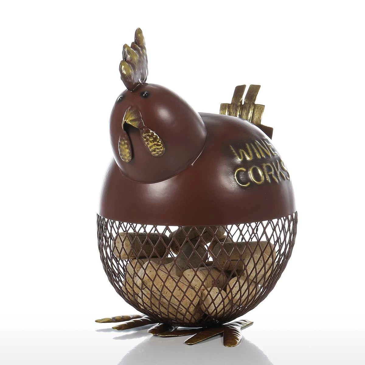 Decorative Jar with Metal Chicken for Kitchen Countertop Decor