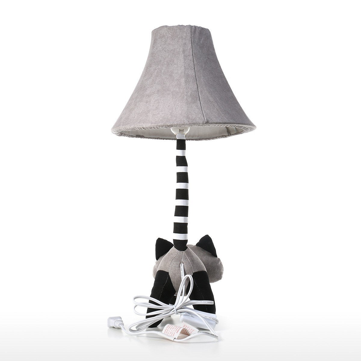 Decorative Table Lamp and Kids Table Lamp with Black and White Raccoon Decor for Nursery