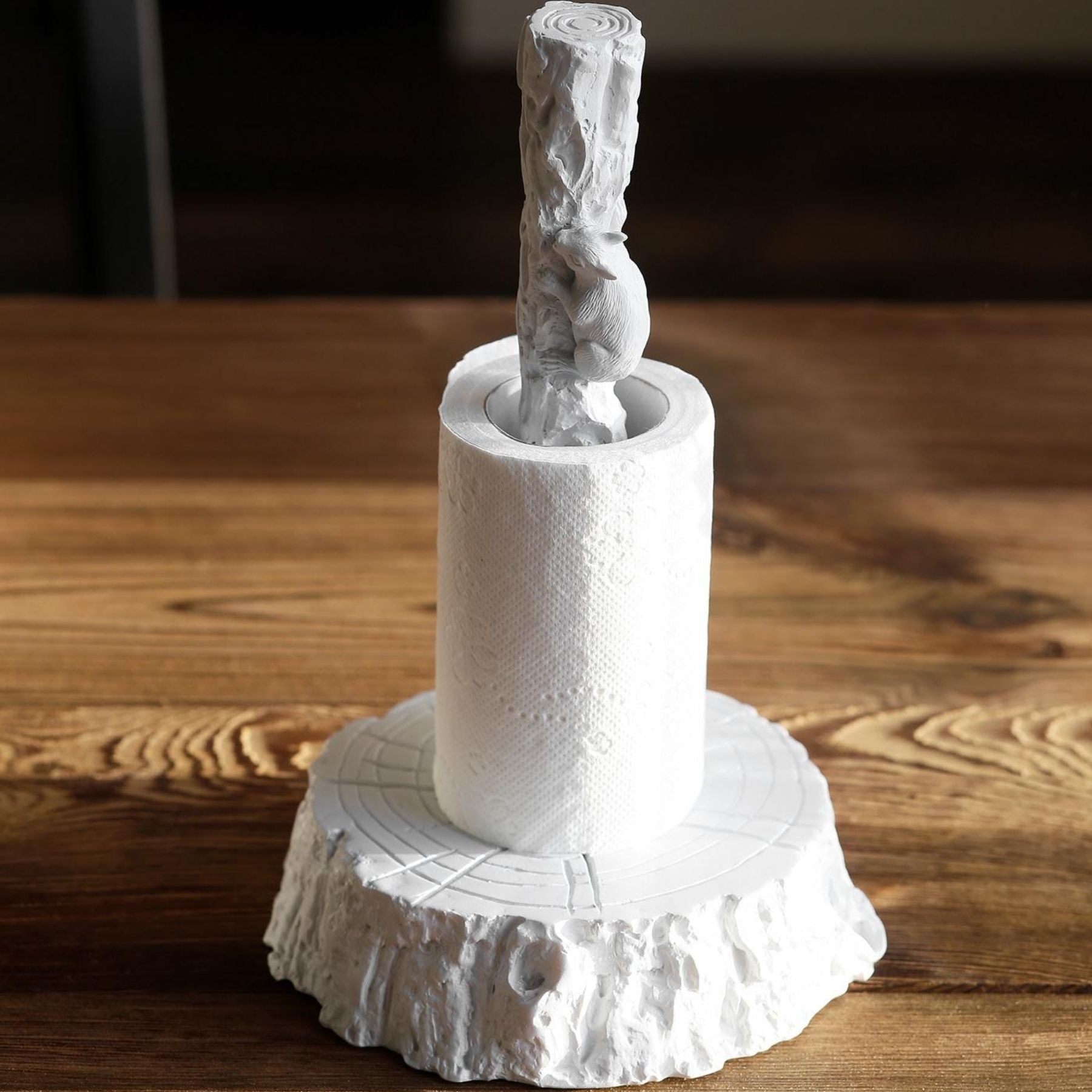 Decorative and Standing Paper Towel Holder with Squirrel Ornament