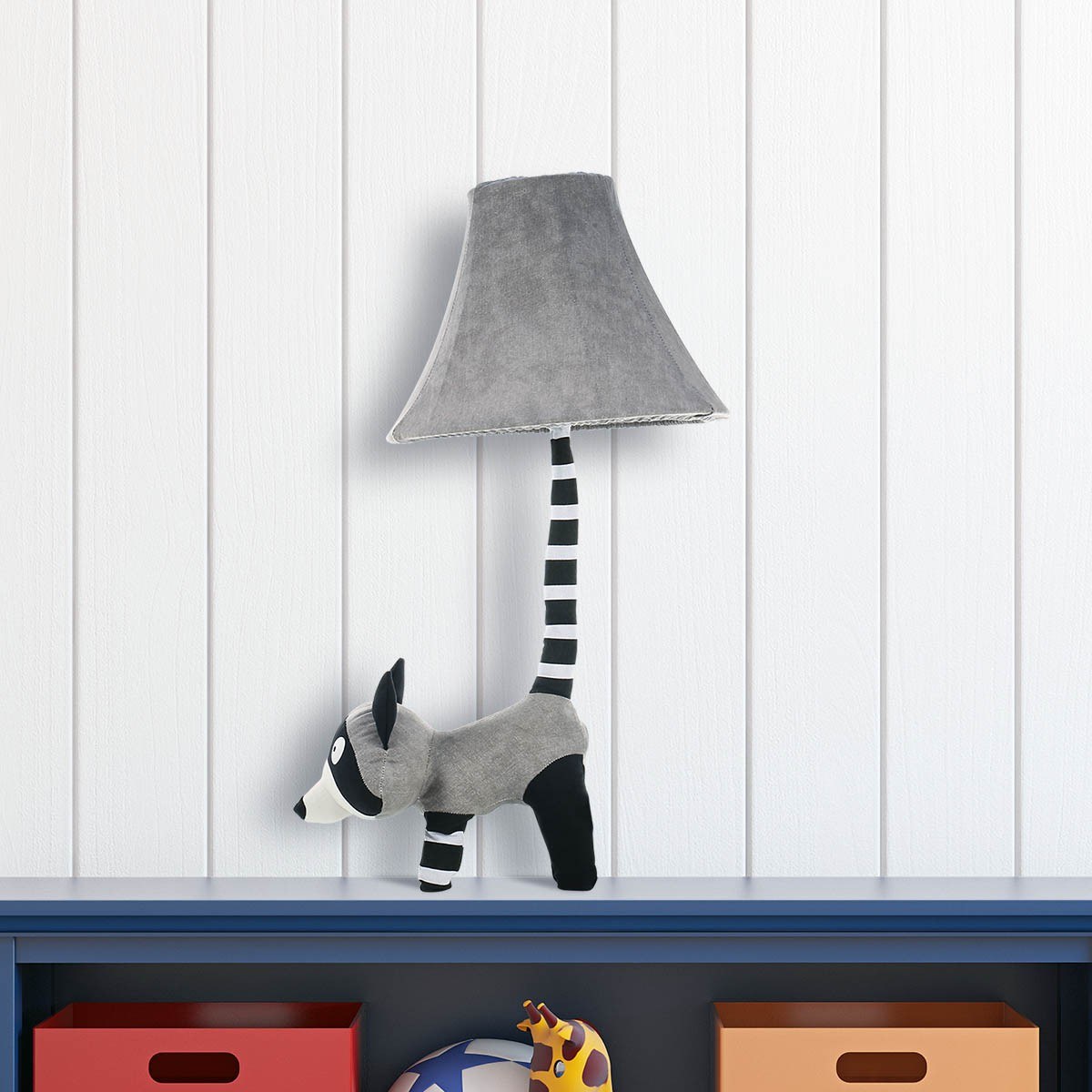 Desk Lamp and Table Lamp with White and Black Raccoon Decor for Nursery Decor