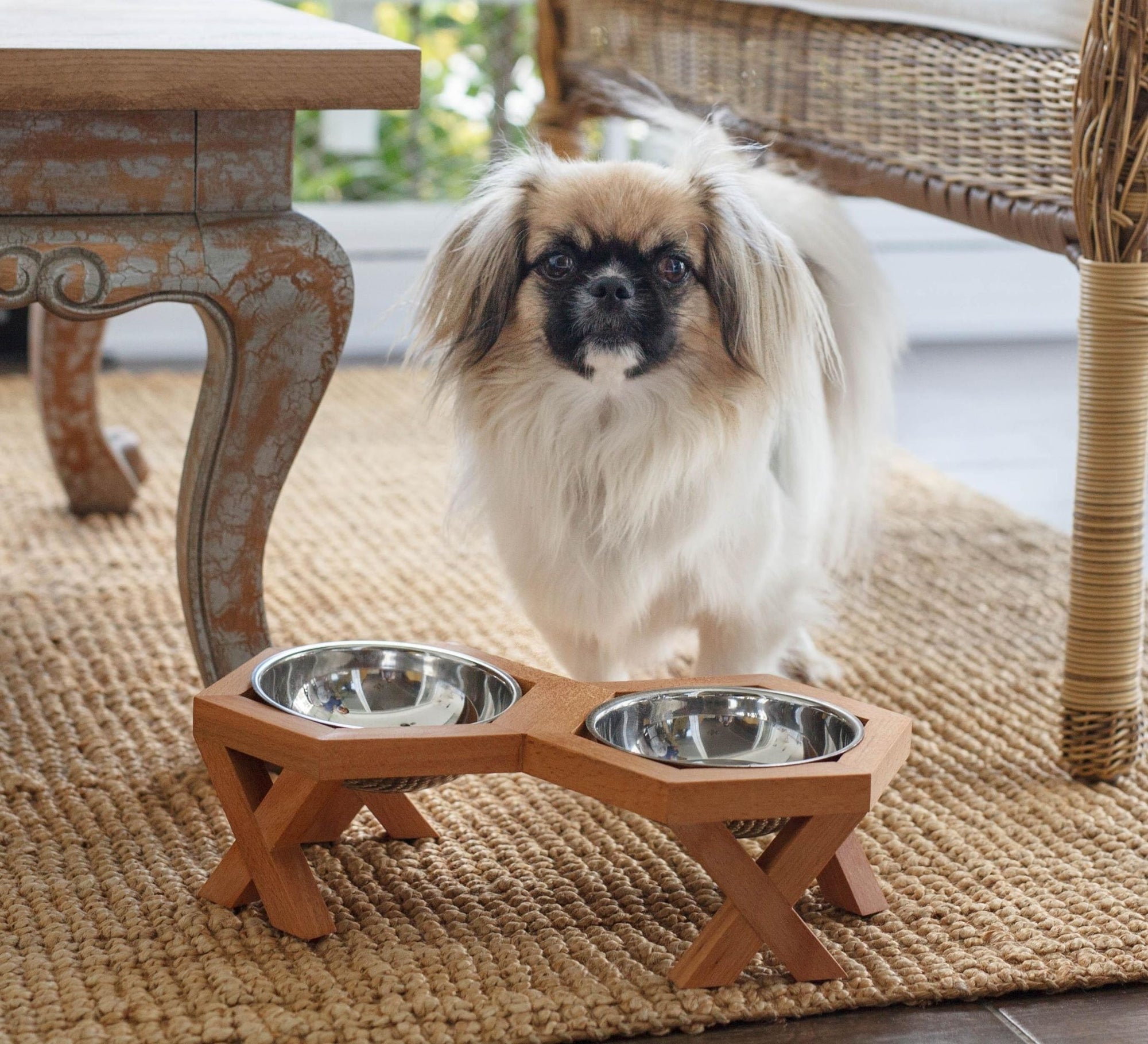 Elevated and Raised Wooden Dog Bowl Stand