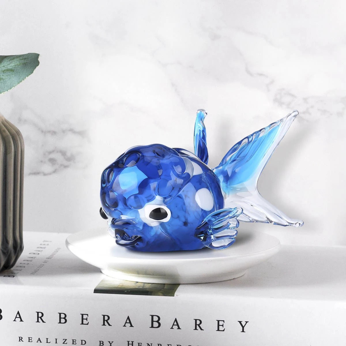 Fish Home and Aquariaum Decor with Blown Glass Fish Sculpture