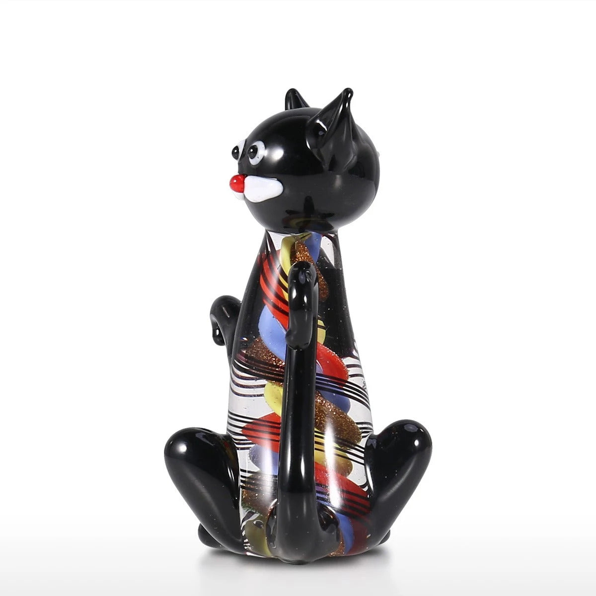 Glass Christmas Ornaments with Black Cat Figurines
