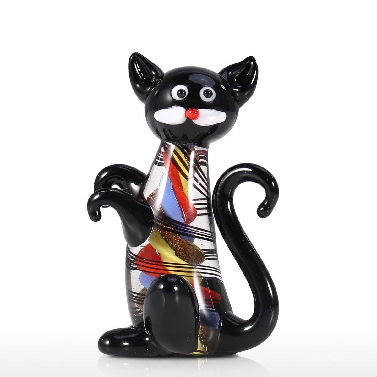 Glass Figurines with Black Cat