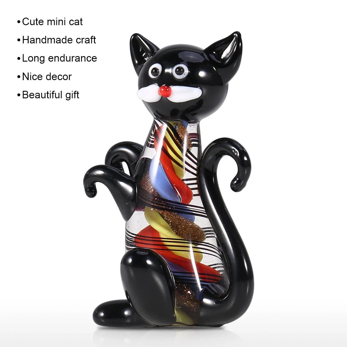 Glass Sculpture Ornaments with Cat Figurines