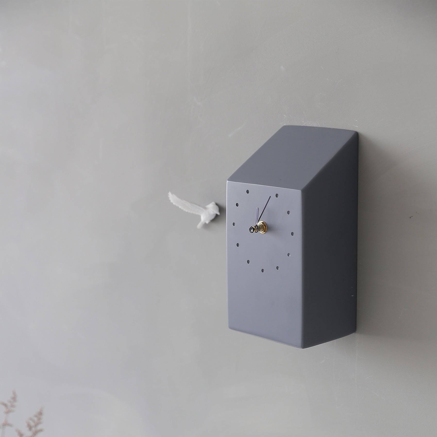 Grey Cuckoo Clock with Minimal and Modern Wall Clock