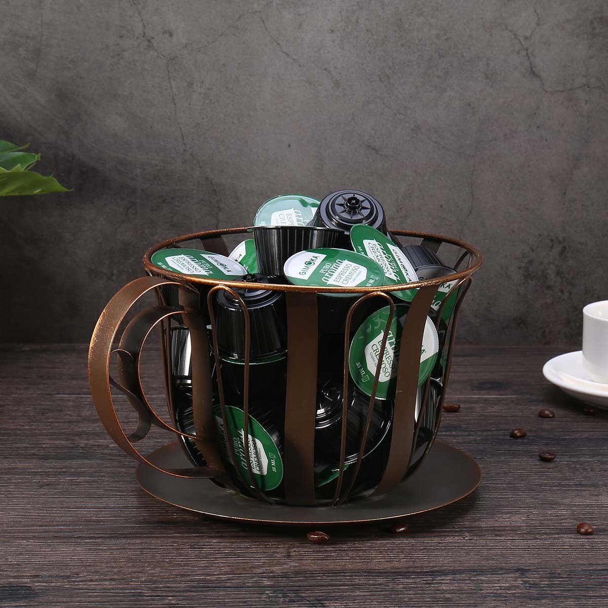 Kitchen Storage Racks or Kitchen Storage Containers with Metal Basket for Cofee Pod and Fruit Holder