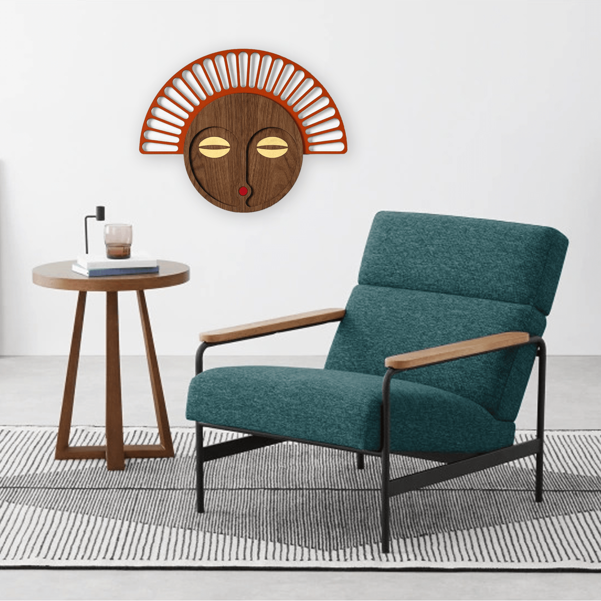 Living Room Wall Decor with Carved Wood Wall Art