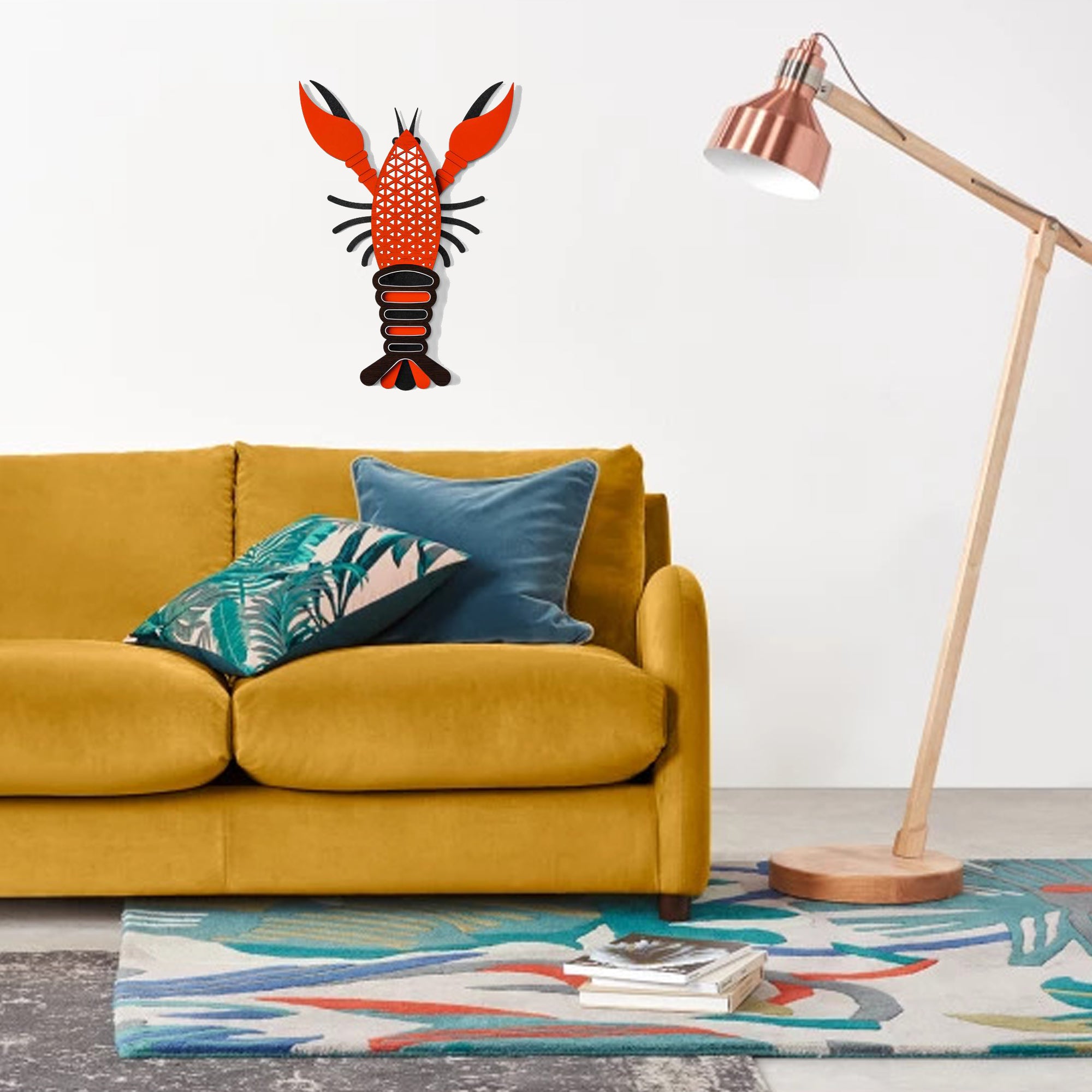 Lobster Ornaments with Wood Wall Decor