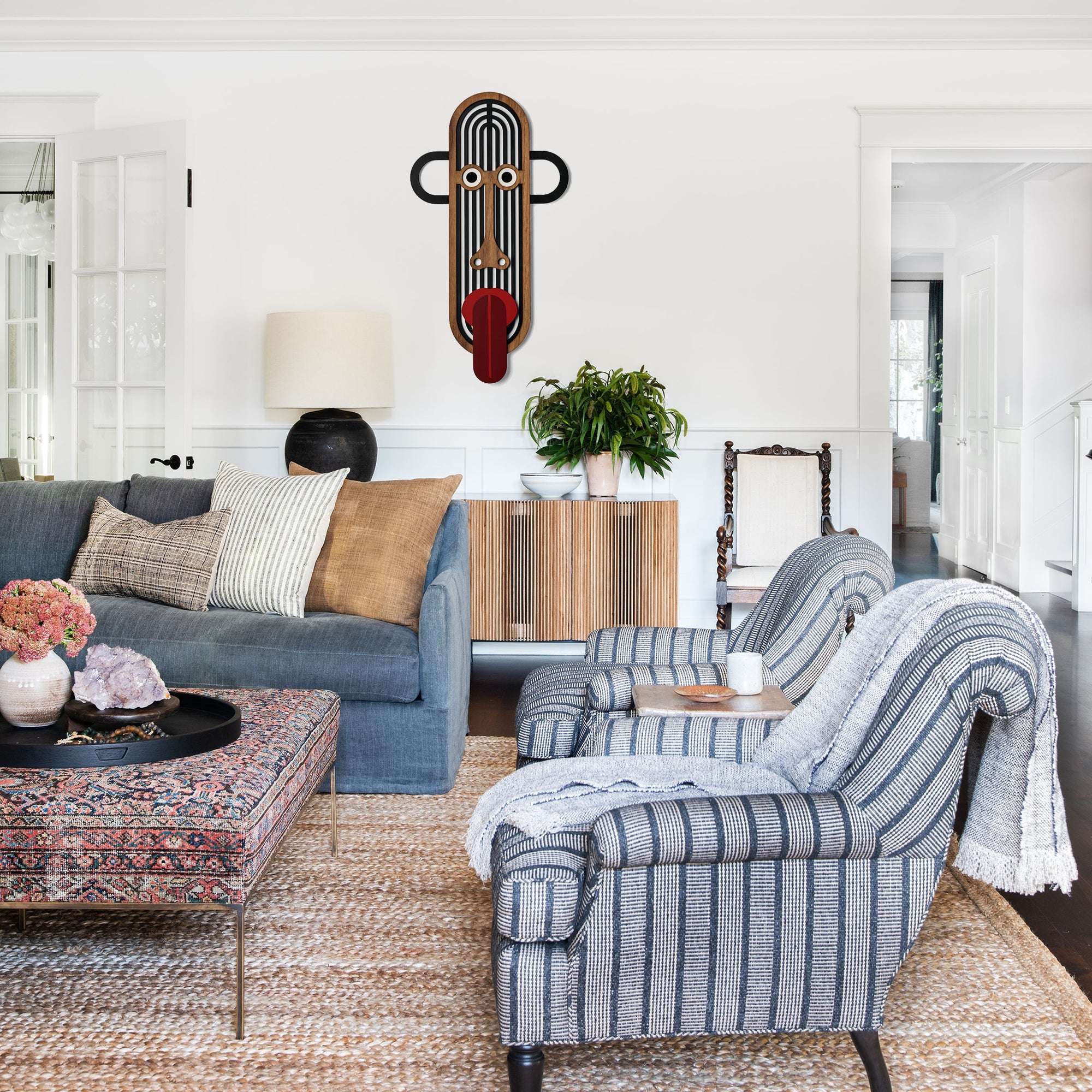 Mascaras Africanas com Madeira e Escultura de Parede para Decoração Boho