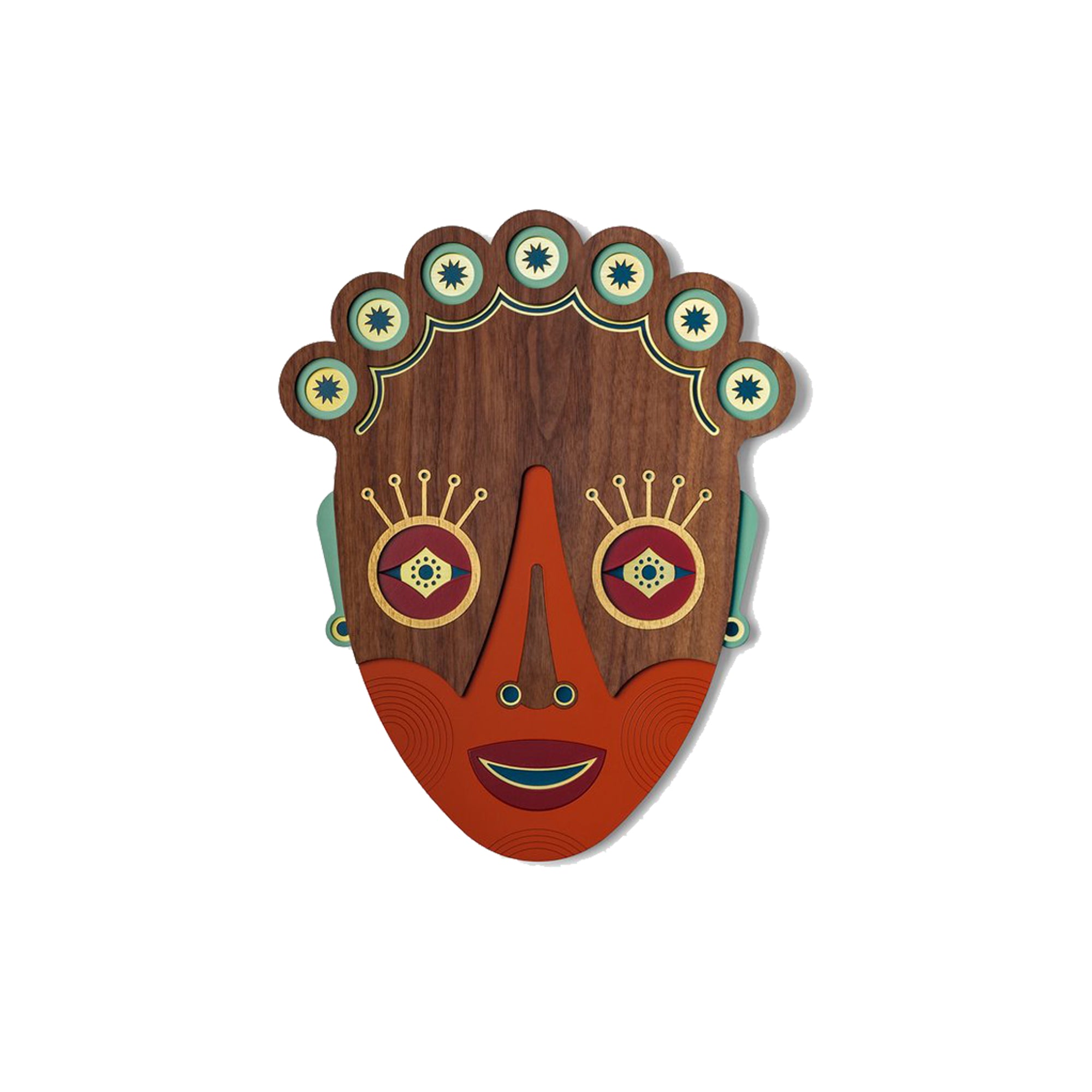 Modern African Wall Mask Face with Wood Wall Art