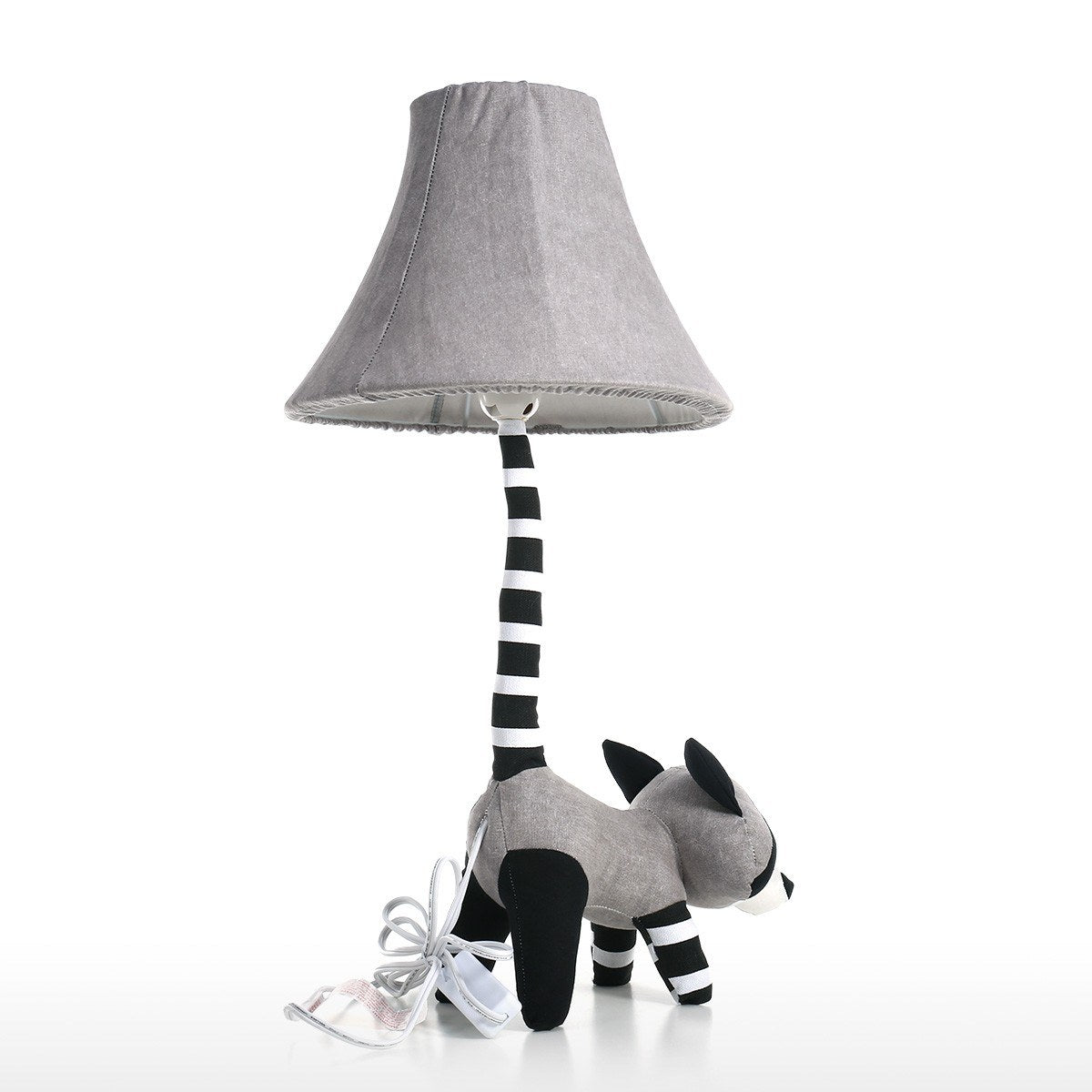 Nursery Table Lamp with Black and White Raccoon for Nursery Decor and Playroom