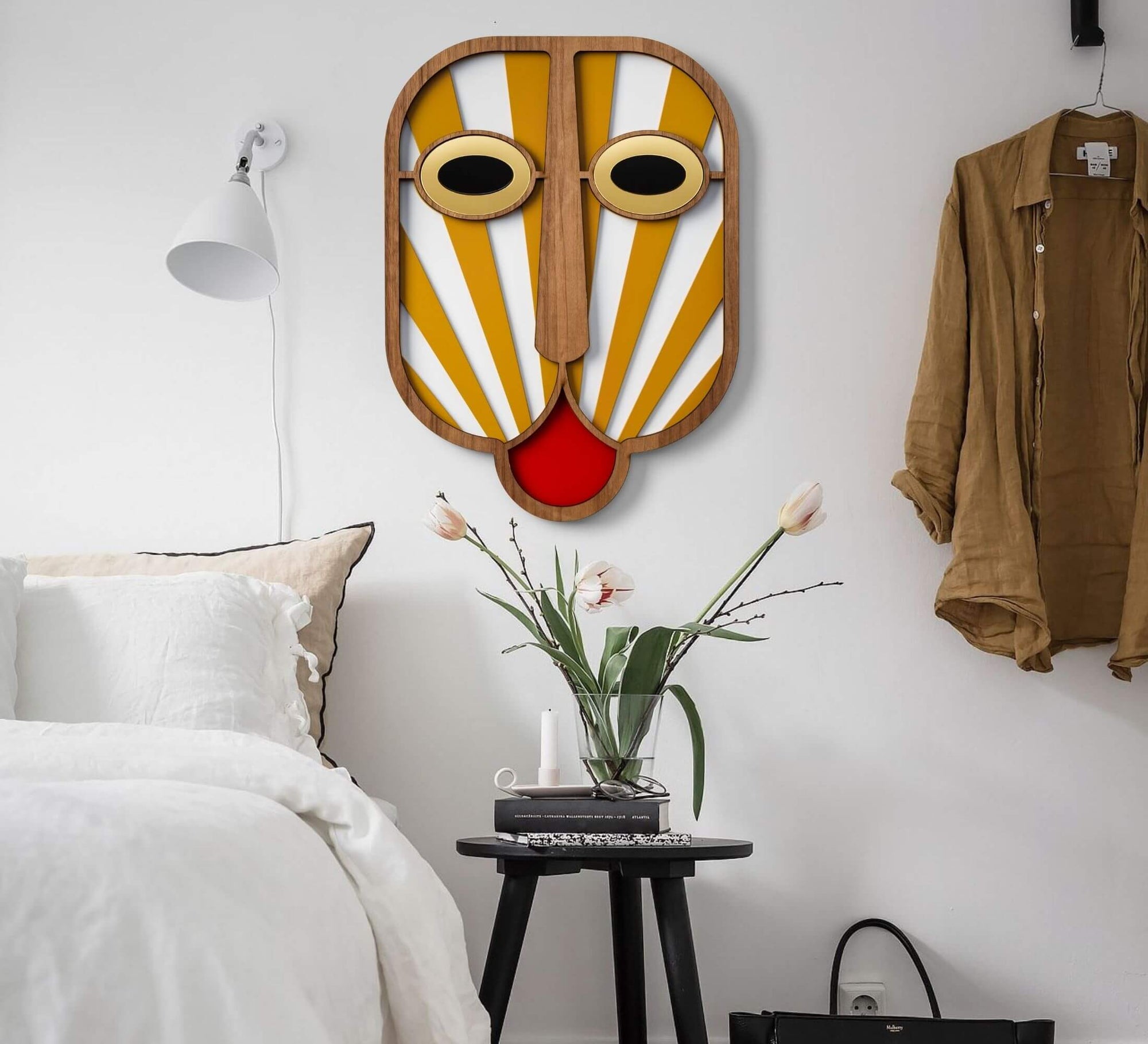 Picasso Face Poster - Wall Hanging Yellow - White