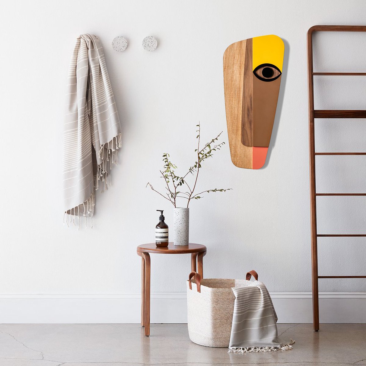Picasso Face by Wood Yellow Wall Art