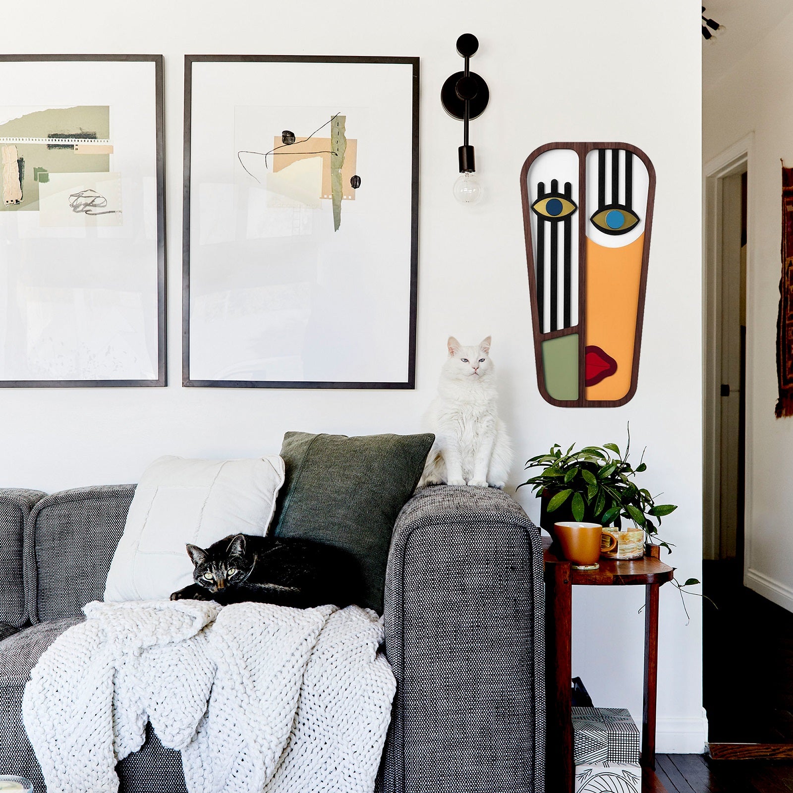 Picasso Face on the Wood: African Masks and Boho Wall Decor