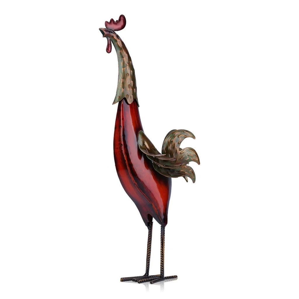 Rooster Decor with Metal Rooster