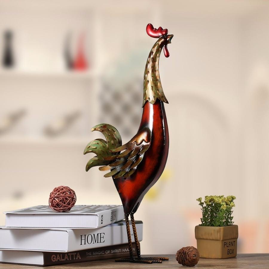 Metal Rooster Statue to Farmhouse and Rustic Kitchen Decor Accessories