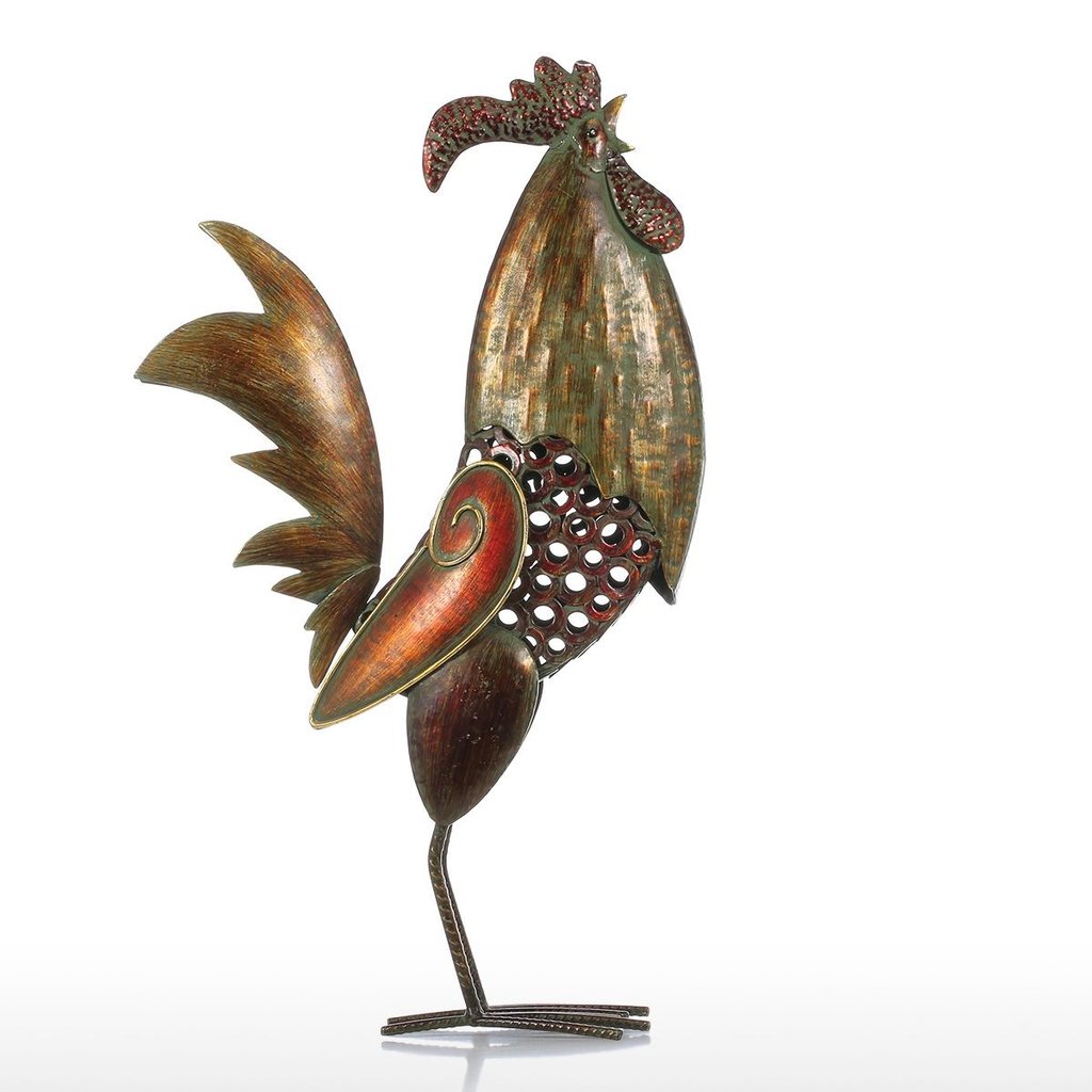 Rooster Kitchen Decor with Metal Rooster