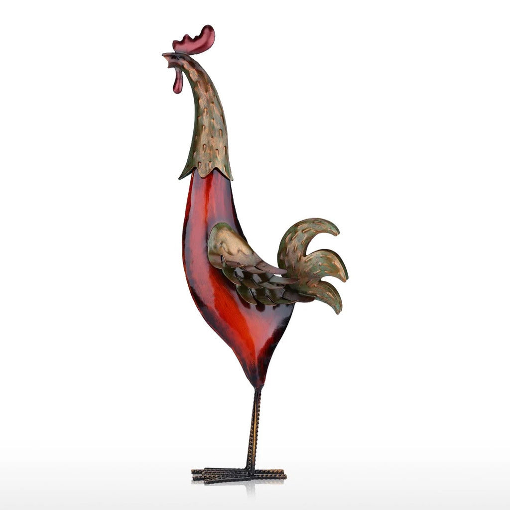 Rooster Kitchen Decor with Metal Statue