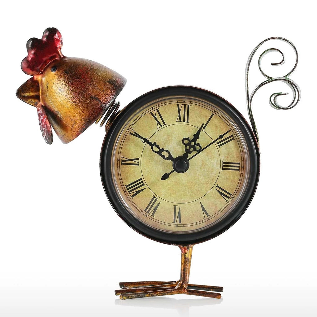 Rooster Kitchen Decor with Metal Statue