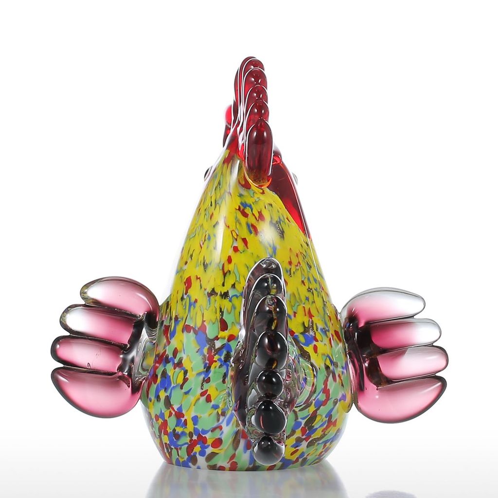 Rooster Statue with Glass Ornaments