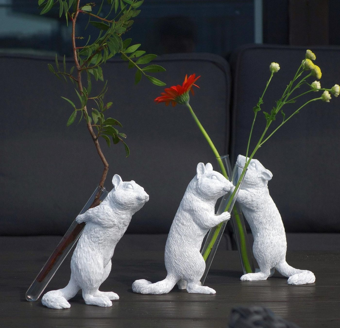 Squirrel Ornaments by Decorative Vase