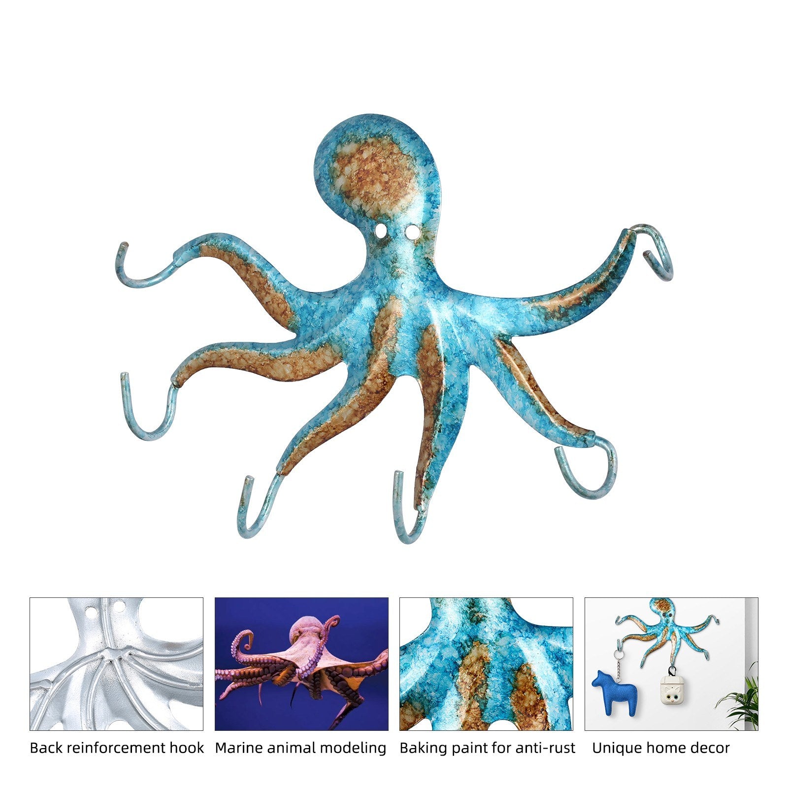 The octopus hook will not damage your walls and can be used in any room of the house