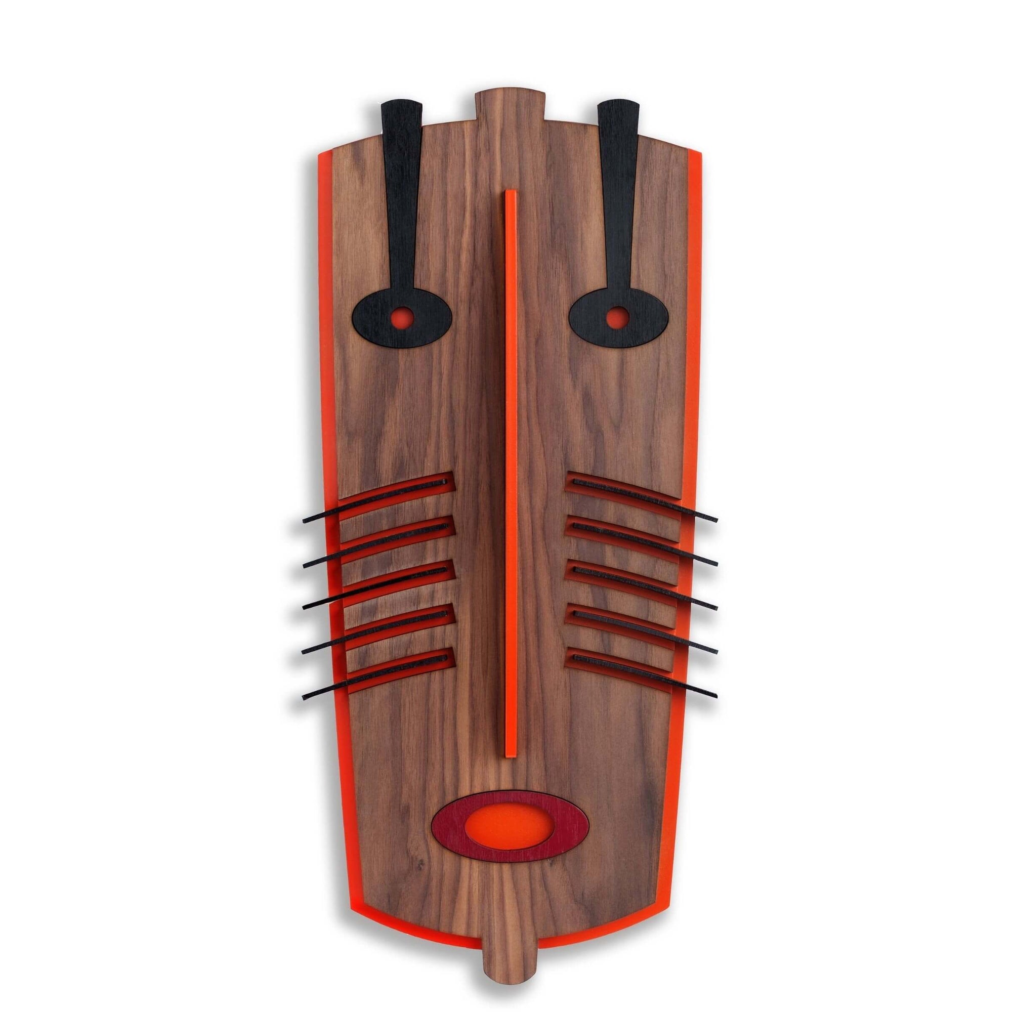 Tribal wall hanging face with colorful and geometric patterns