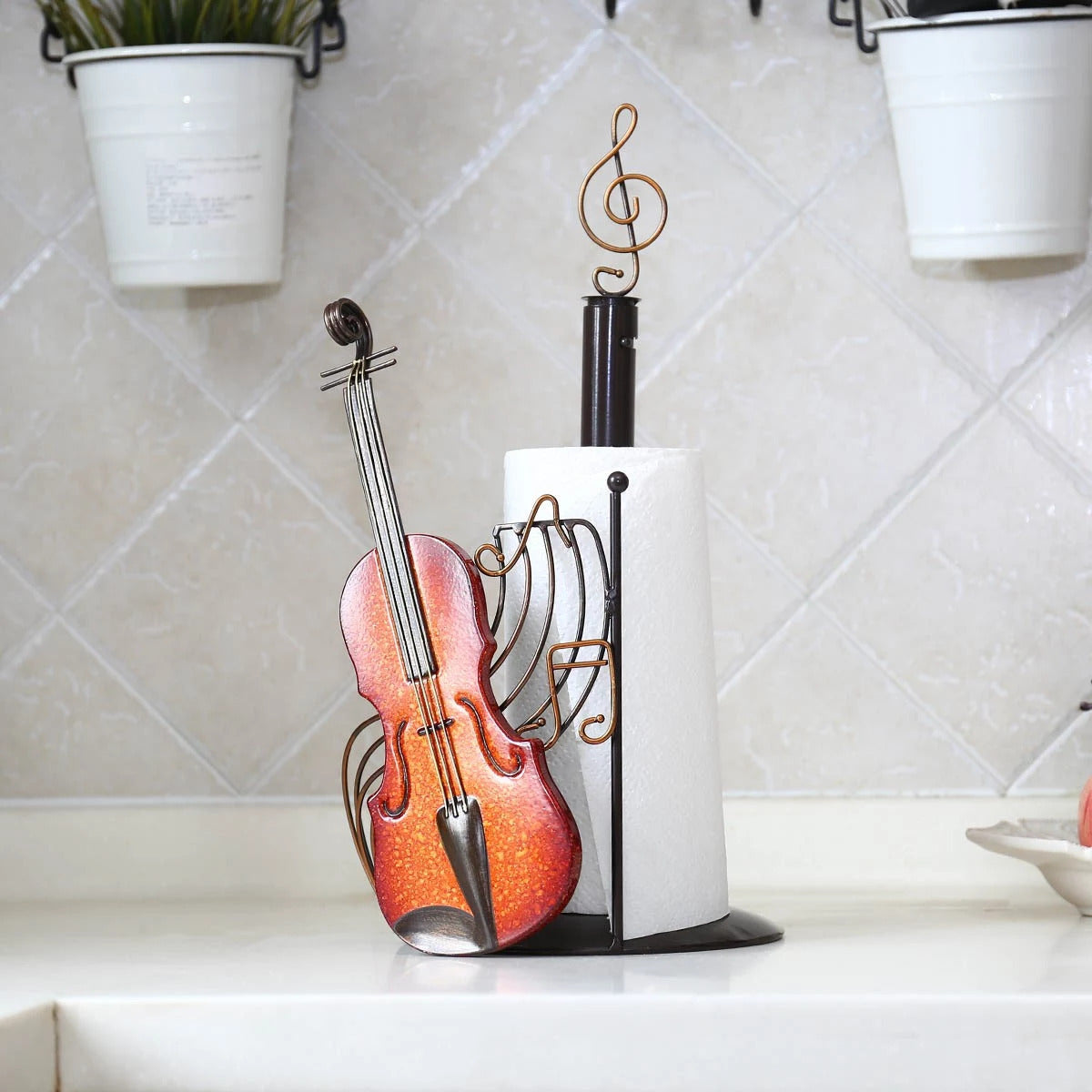Violin Decor and Ornament with Kitchen Roll Holder