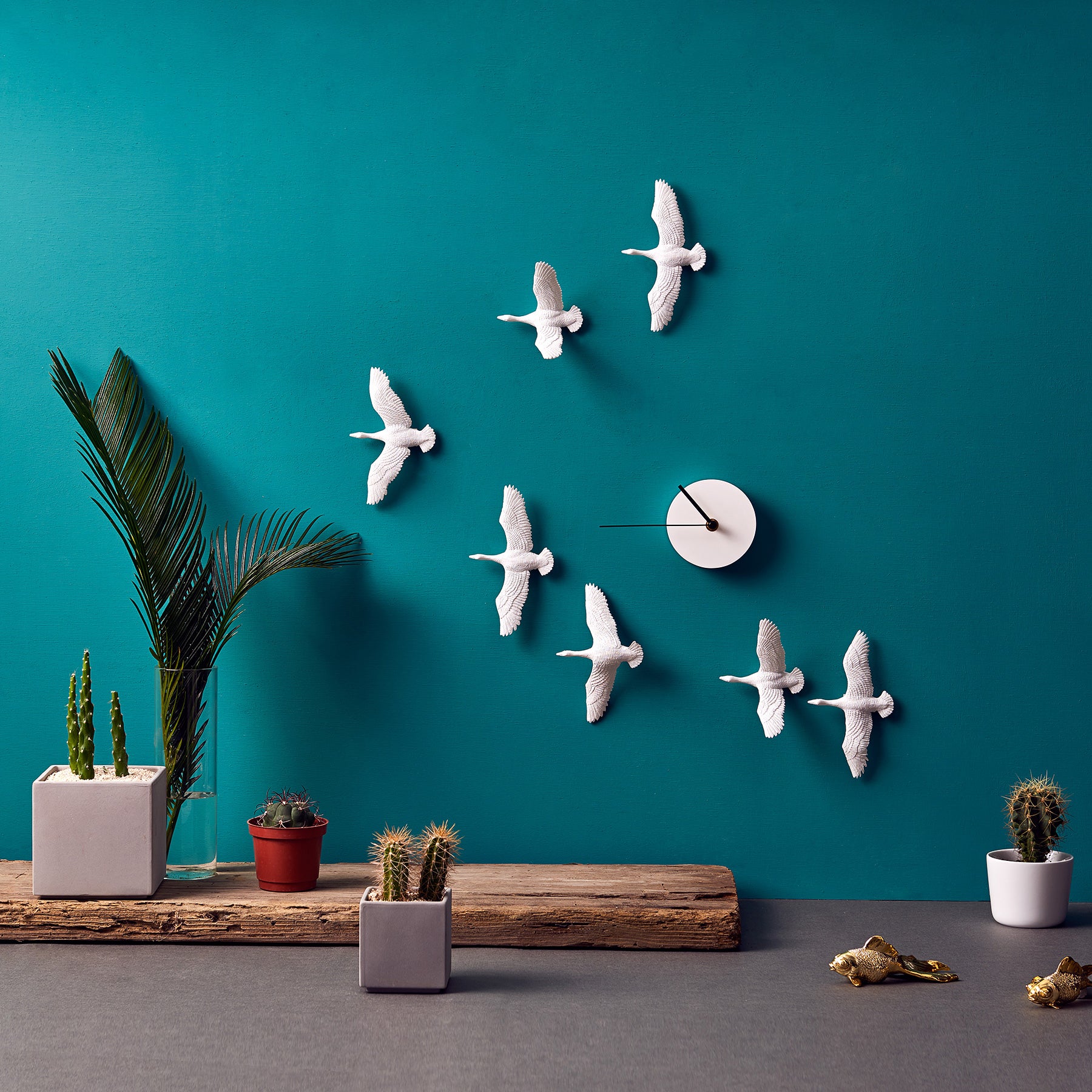 Wanddecoratie en Wandklok met Decoratie Vogeltjes