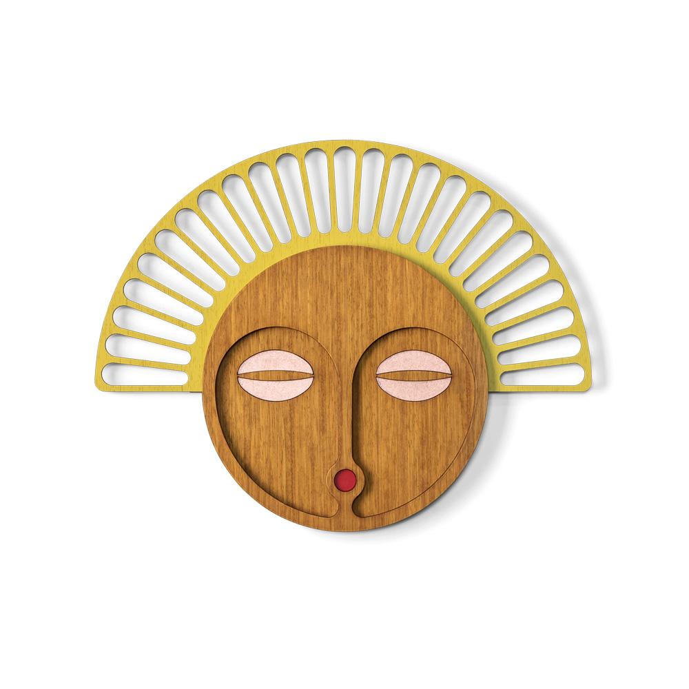 Wood Wall Art with African Wall Mask