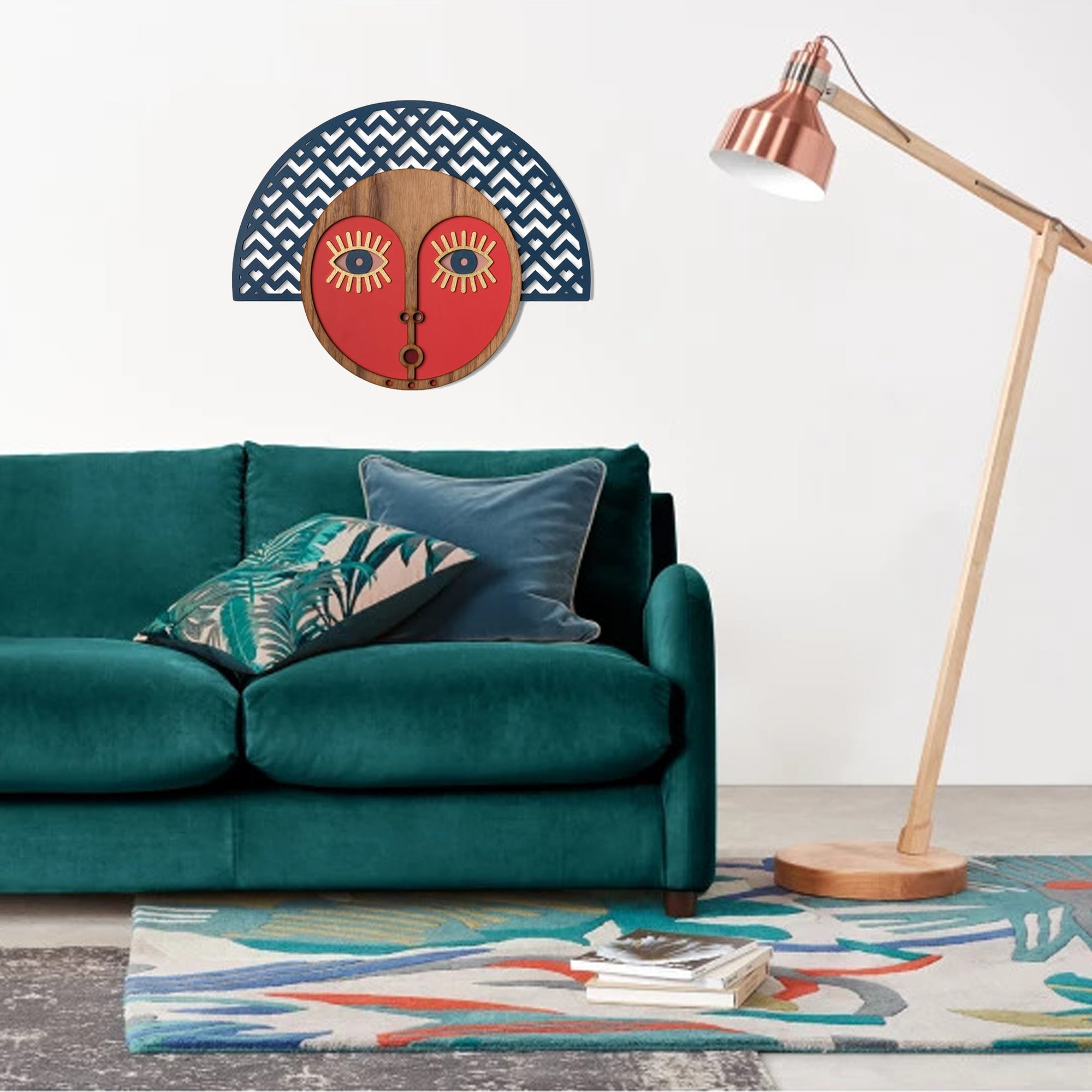 Wood Wall Art with African Wall Mask