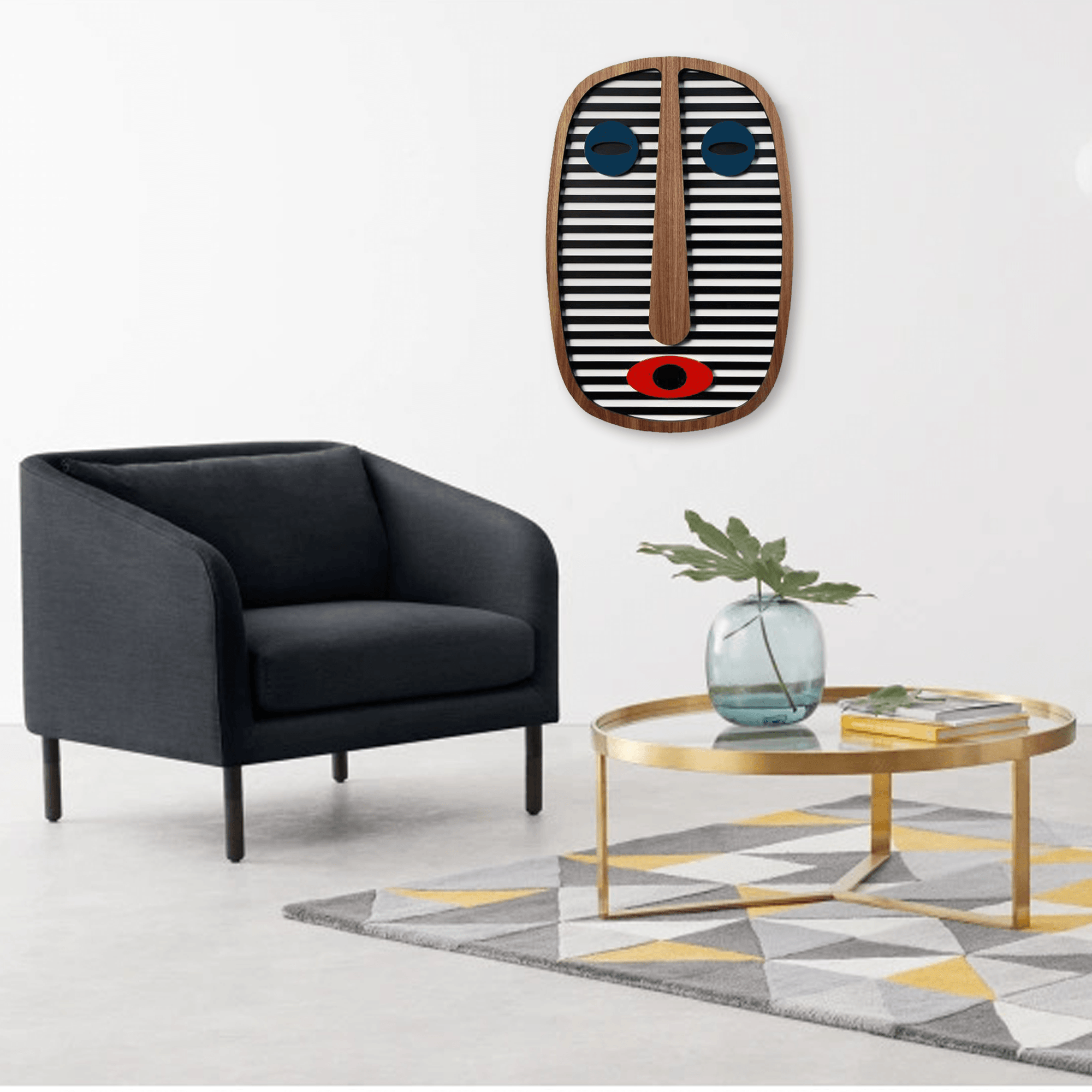 Wood Wall Art with Blue Picasso Face Paintings