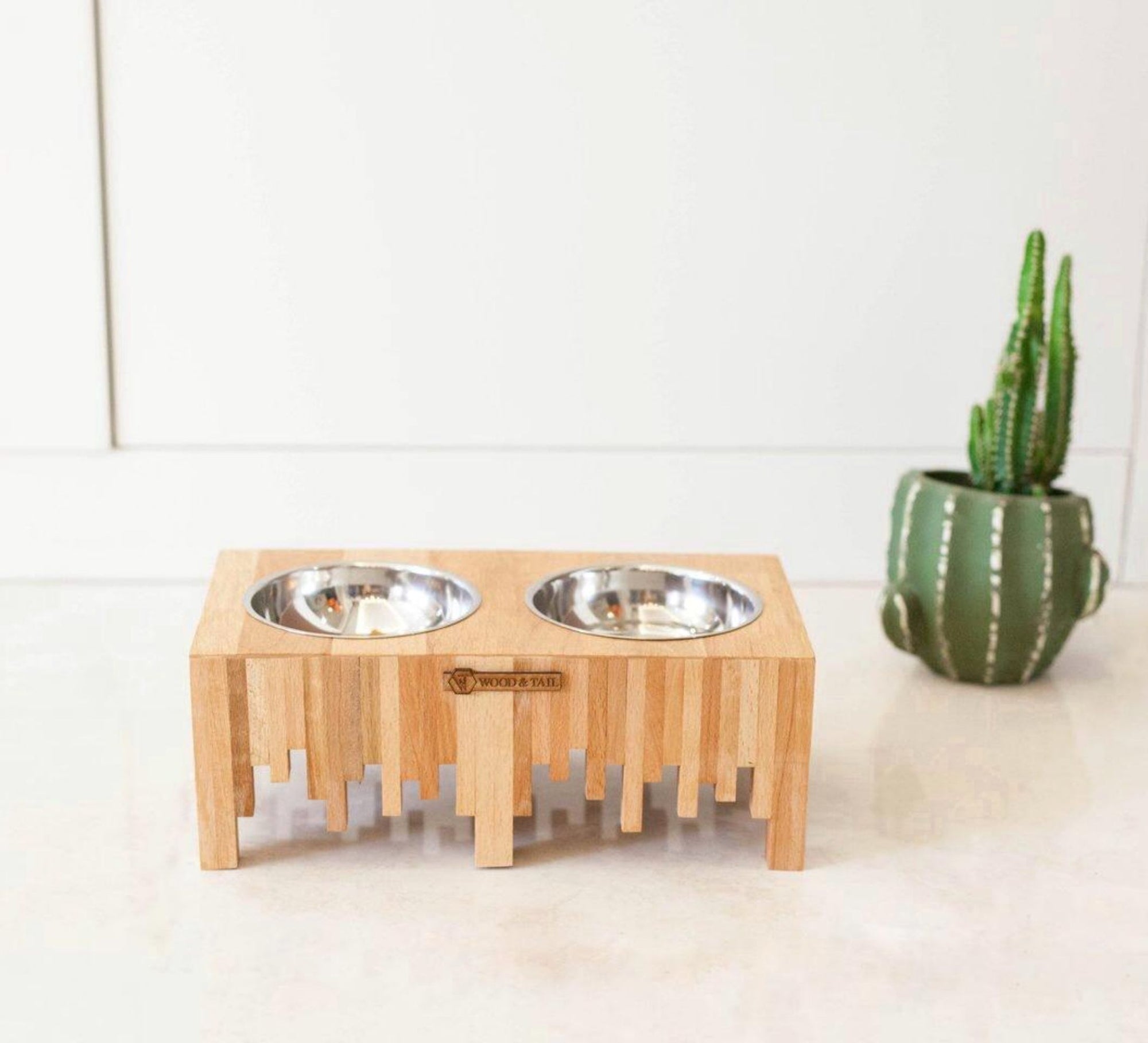 Wooden Dog Bowl Stand