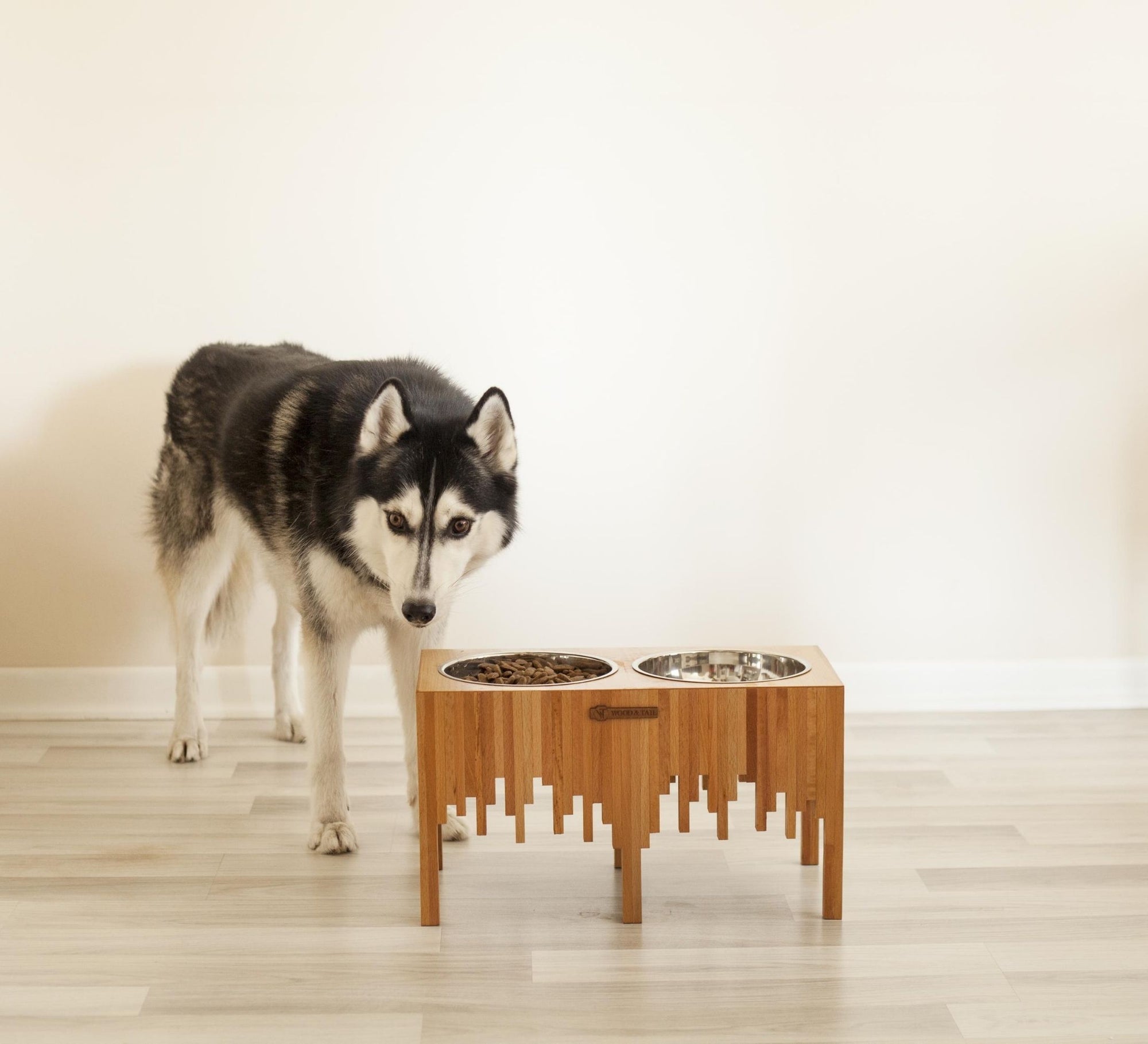 Wooden Dog Bowl Stand