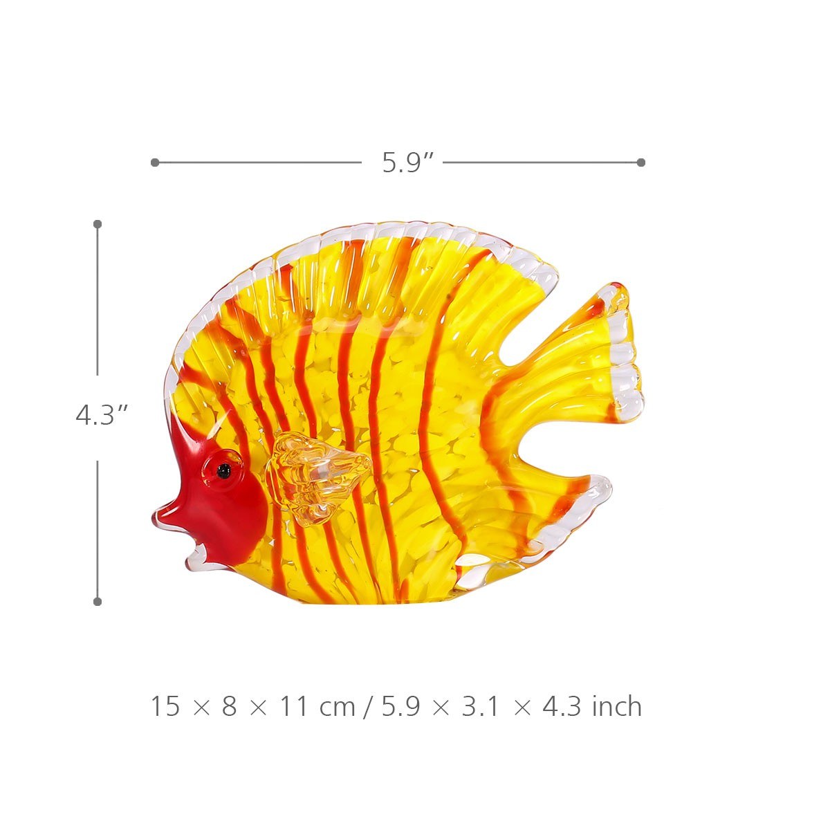 Yellow Fish and Red Fish with Blown Glass Fish Decor