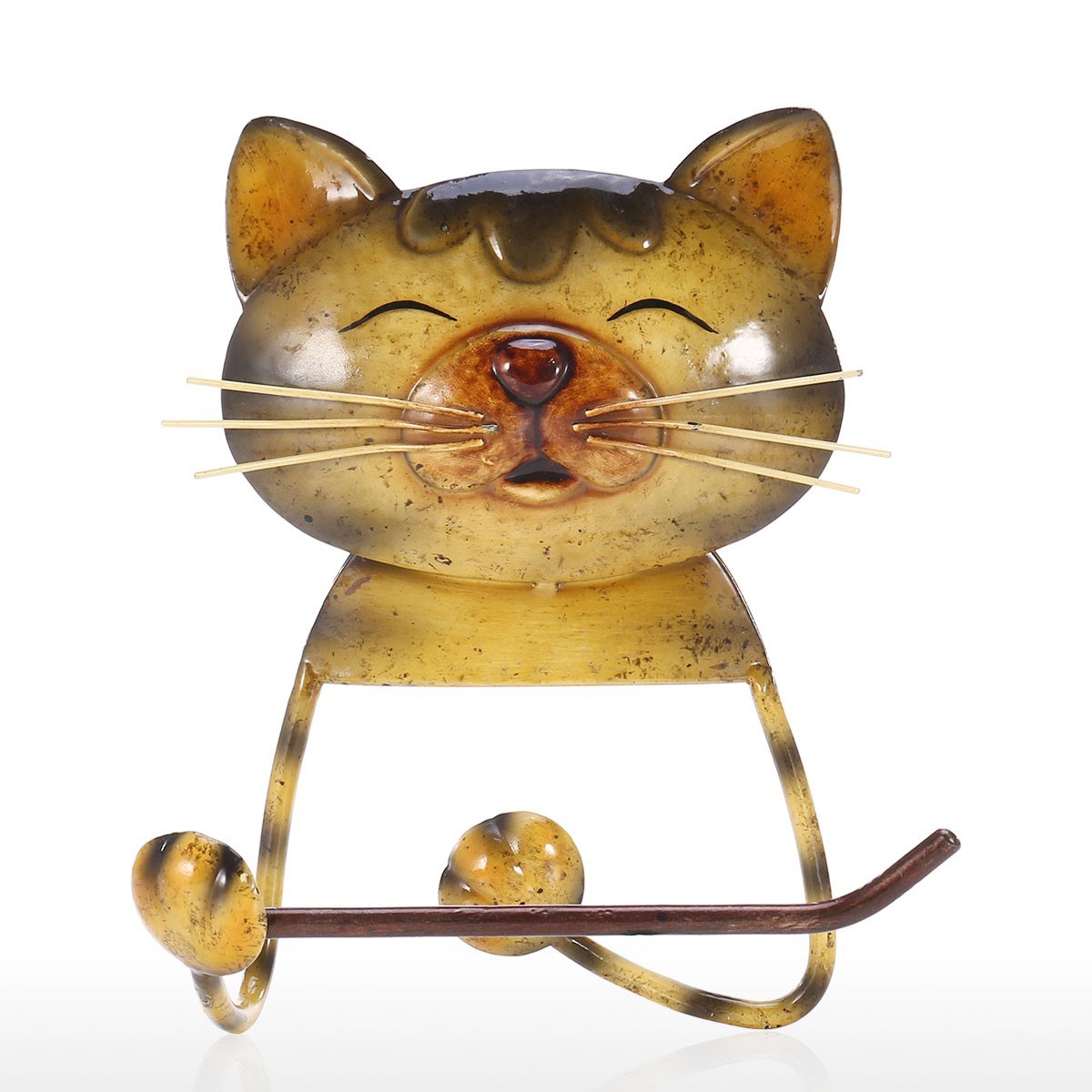 Yellow Paper Towel Holder for Kitchen, Bathroom, Toilet with Farmhouse and Rustic Metal and Iron Cat Style