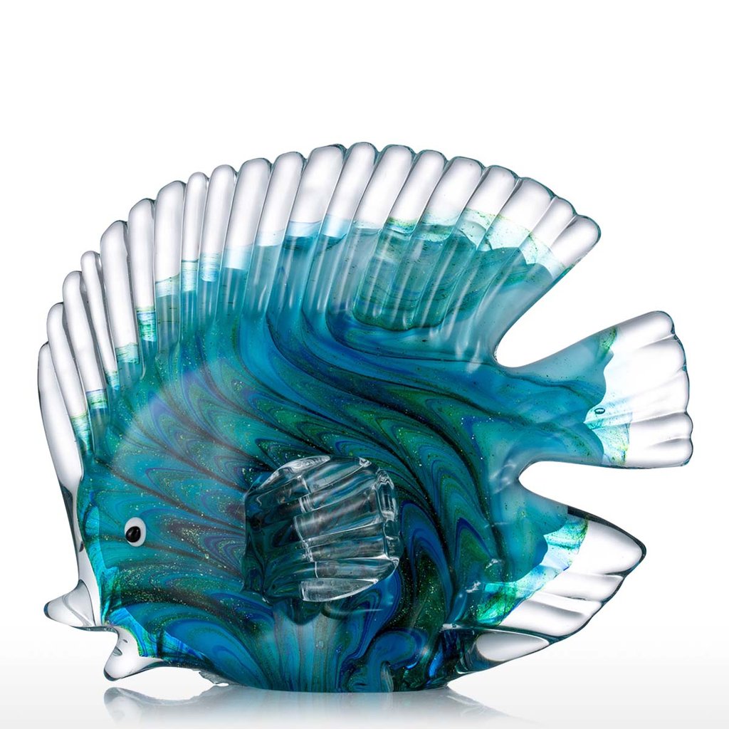 Handblown Tropical Fish Glass Art Sculpture for Aquarium Decor